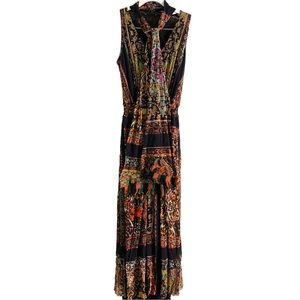 Boho multicolored scarf tie neck dress s - m